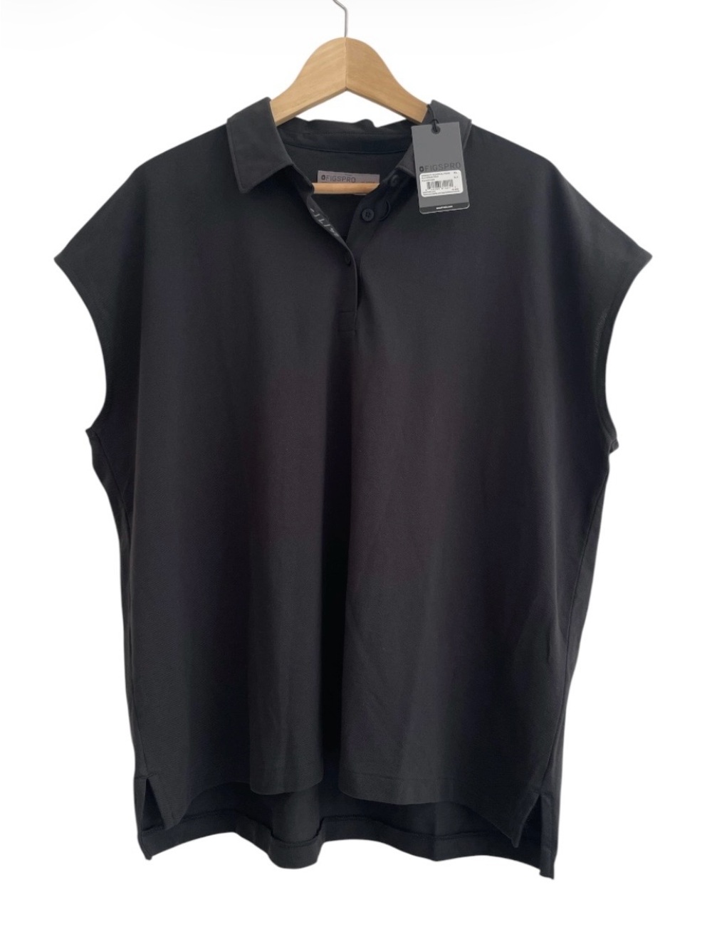 Figs NWT Scrub Polo Technical Pique Ella XL Black Top T Shirt Medical Dental